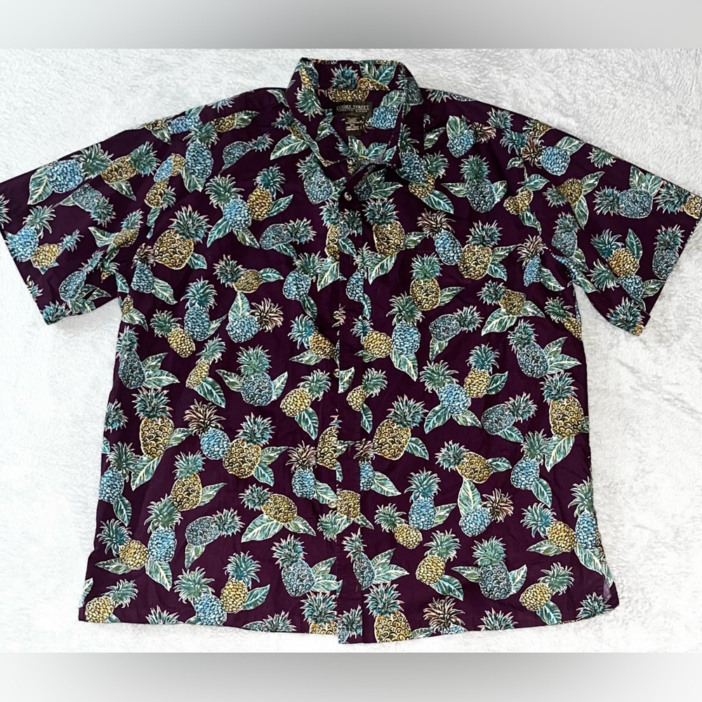 2XL Cooke Street Pineapple Print Hawaiian‎ Shirt Mens Short-Sleeve Button-Up EUC
